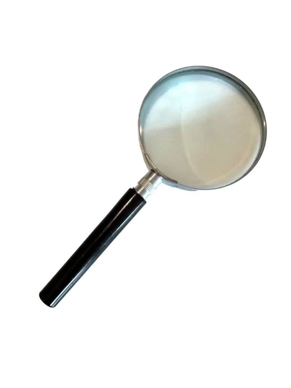Handheld Magnifying Glass Set Two Sizes Black Handles Metal Frame Clear Lenses